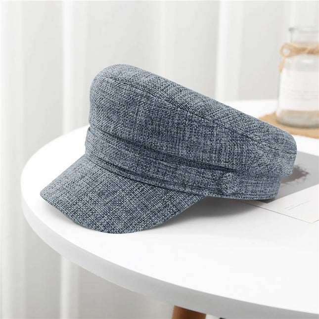 Fashion Women Men Military Hat Spring Autumn Sailor Hats Black Ladies Beret Caps Flat Top Captain Cap Travel Cadet Octagonal Hat