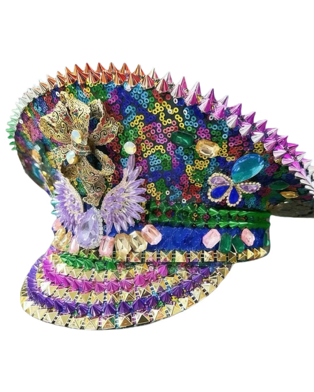 2025 Spring Captains Hat for Men Unisex Handmade Steampunk Burning Man Mardi Gras Hat Masquerade 80% off HongLuan Free Shipping