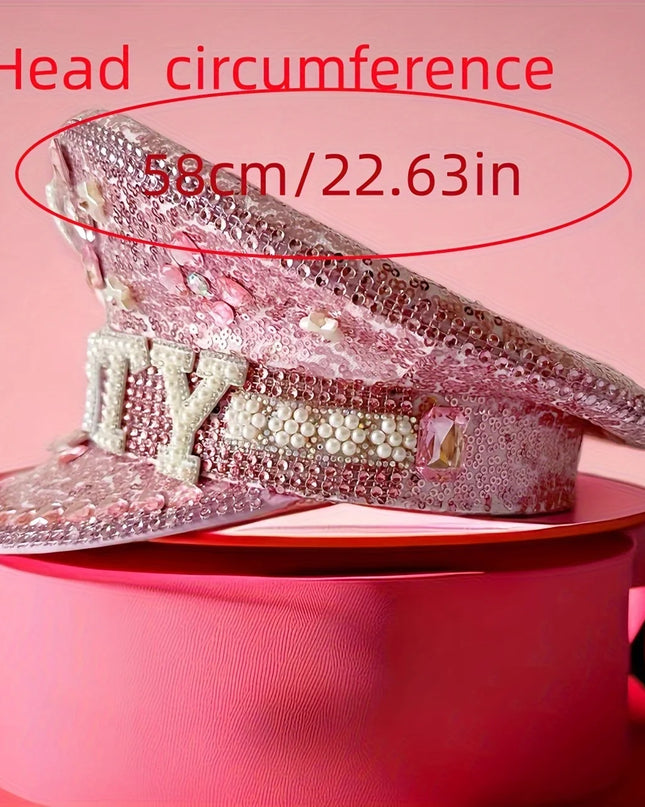Burning Man Steampunk Captain Hat Diamond Bridal Hat, Burning Man, Pink Heart, Bridal Tiara, Luxury Holiday Party, Festival
