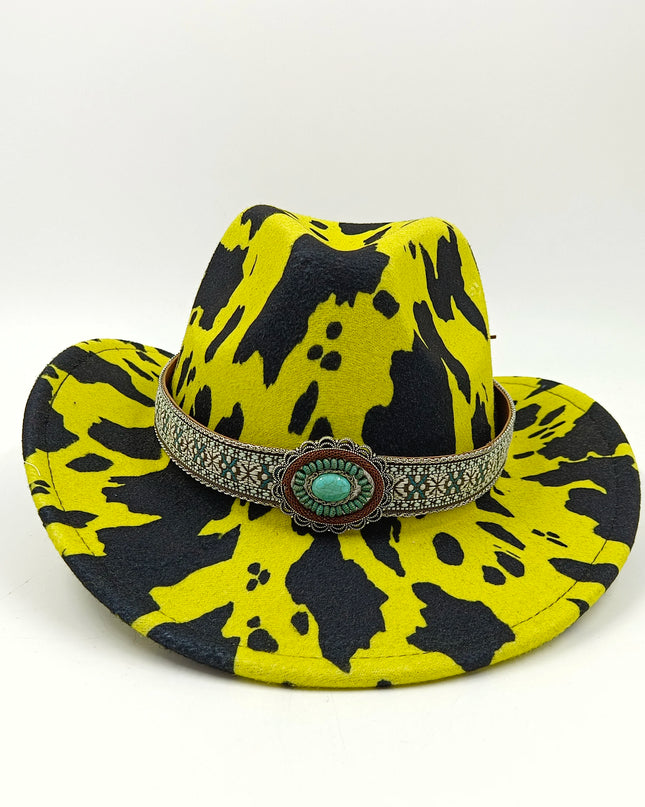 2021 cowboy hat jazz cow pattern curved edge monochrome knight felt hat for men and women with big eaves шапка мужская