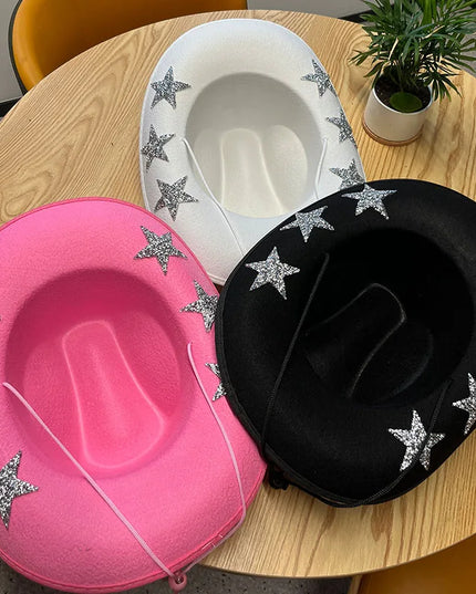 Western Cowboy Hat Bride Letter Stars Letter Western Cowboy Hat Diamond Tiara Cowgirl Cap Costume Cosplay Party Play Dress Up