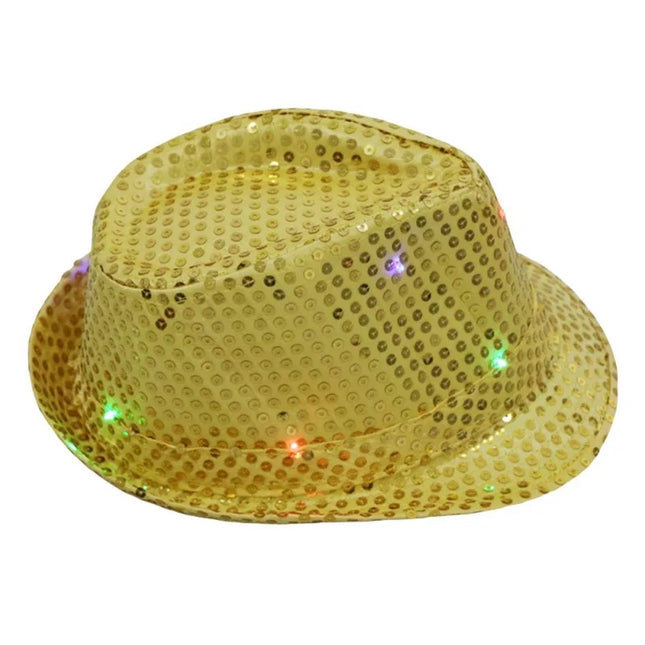 New Colorful Led Luminous Jazz Hat Party Carnival Light Up Sequin Hat Adult Glitter Festival Dress Up Cap For Men Women