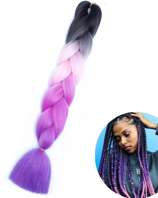 24" Synthetic Yaki Braids Hair kanekalon Ombre Braiding Hair Jumbo Braid Hair Extension For Women Hundreds of colors DIY Hair
