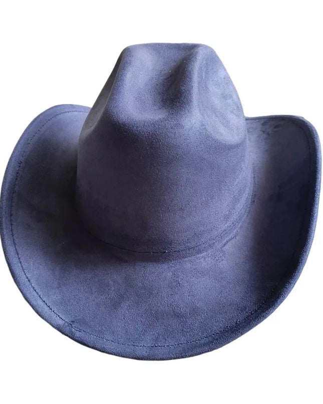 Classic Suede Leather 7.5CM Western Cowboy Women's Fedora Hat Men's Church Jazz Hat Fashion Travel Party Hat Denim Hat 2024