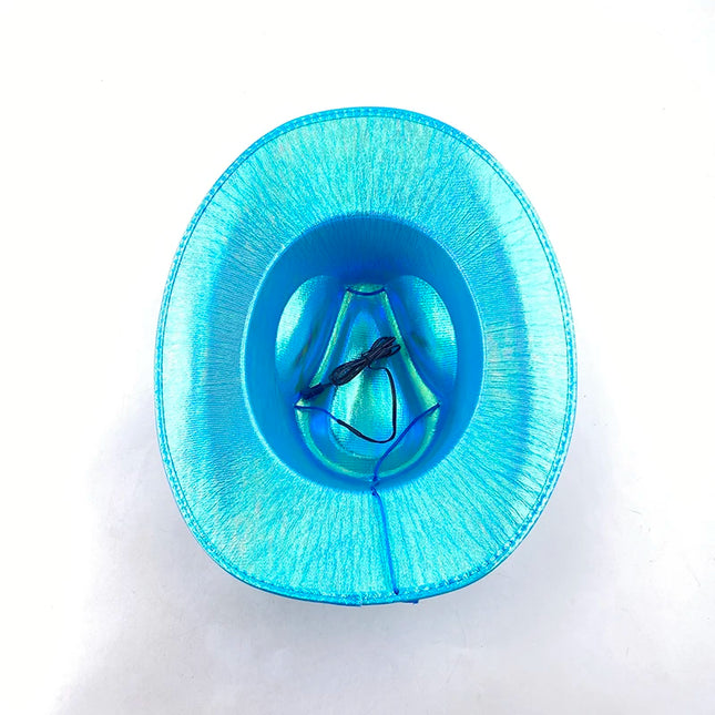 LED Western Cowboy Hat Cowgirl Hat Retro EL Wire Light Brim Jazz Top Hat Bride Cowboy Hat Cosplay Cowboy Costume For Women Men