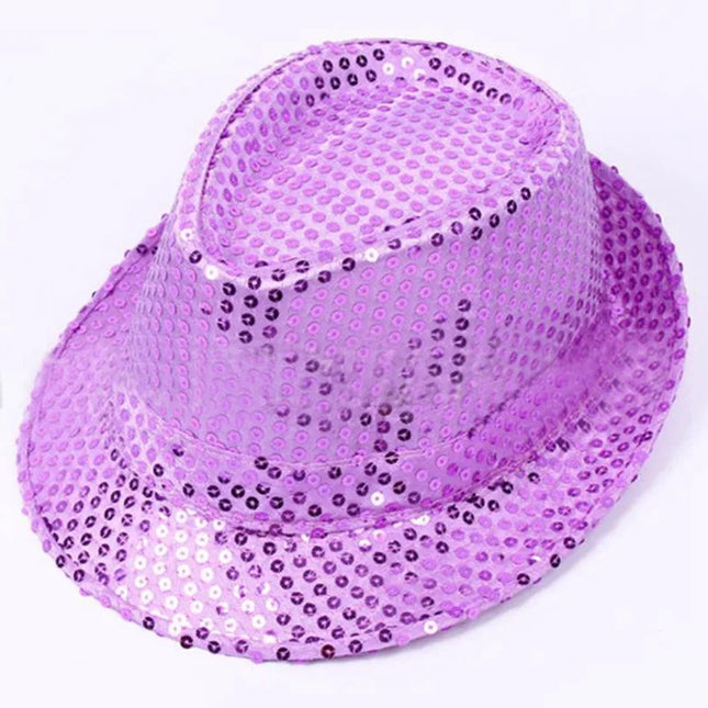 Dance Show Party Jazz Hat Glitter Sequins Cowboy Caps Fashion Role Play Prop Performance Costume Women Men Beading Hats Fedoras