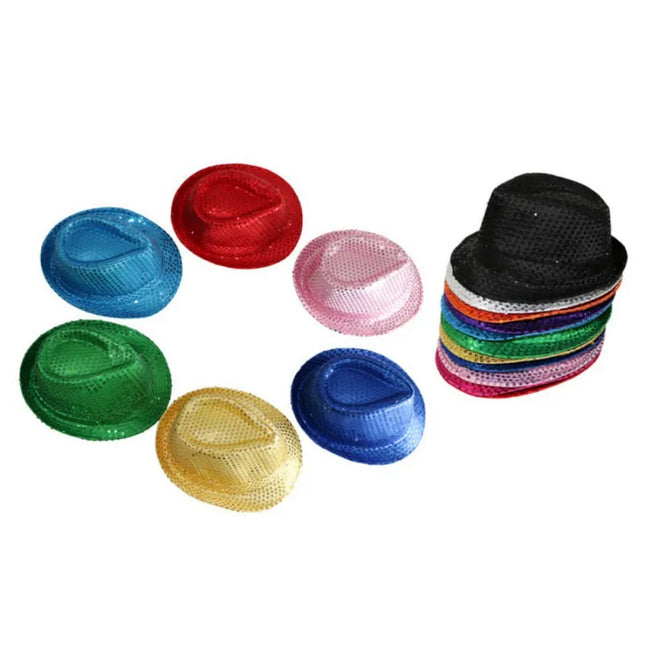 New Colorful Led Luminous Jazz Hat Party Carnival Light Up Sequin Hat Adult Glitter Festival Dress Up Cap For Men Women