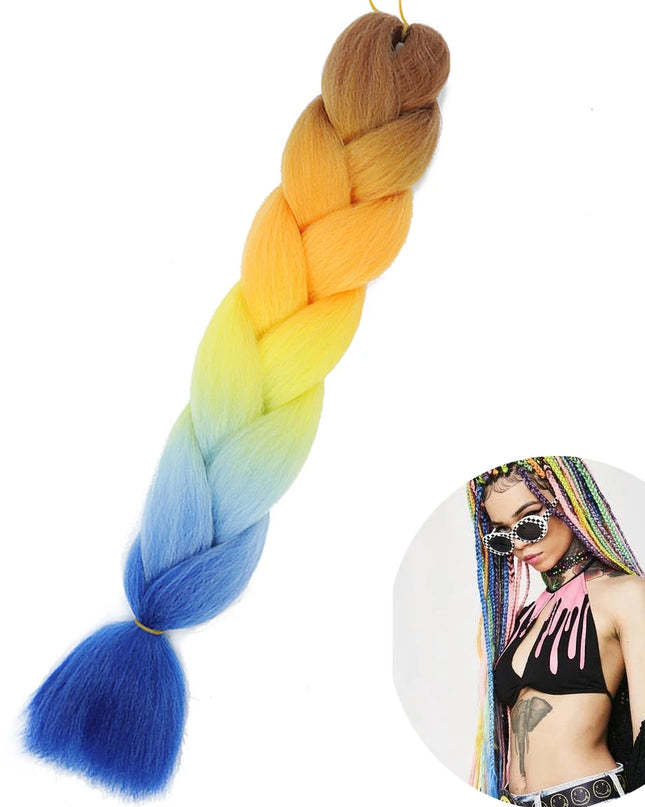 24" Synthetic Yaki Braids Hair kanekalon Ombre Braiding Hair Jumbo Braid Hair Extension For Women Hundreds of colors DIY Hair