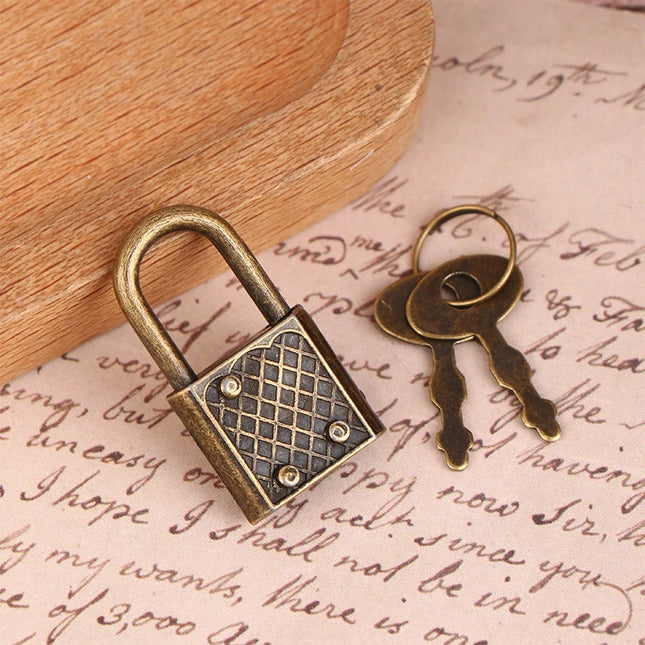 1SET Mini Retro Padlock for Notepad Diary Small Luggage Box Lock With Keys Zinc Alloy Suitcase Locker Hardware Set