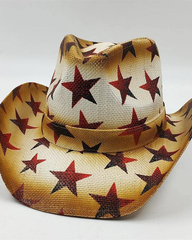 Army Green Camo Cowboy Hat Straw Hat Star Jazz Straw Hat Panama Paper Grass Western United States Cowboy Hat Fashion Travel