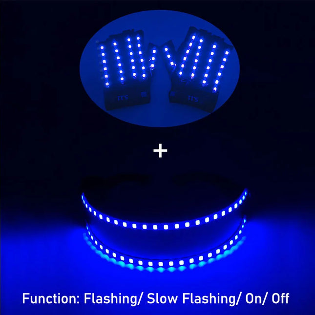 1Set Luminous Glasses Remote Control LED Glasses With Gloves Men Women Party Performence Props Glowing Glasses Festival Supplies
