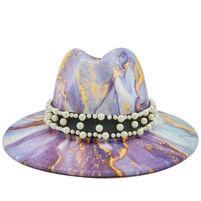 bulk price fedora hat for women Tie dyed hat   3d painted felt hat party hat model photo wide brim panama cap unisex cap