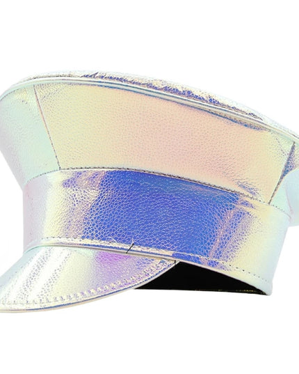 Shimmering Captain Hat for Adult Glitter PatentLeather Cap for Bachelorette Party Music Festival Carnivals Costume Hat