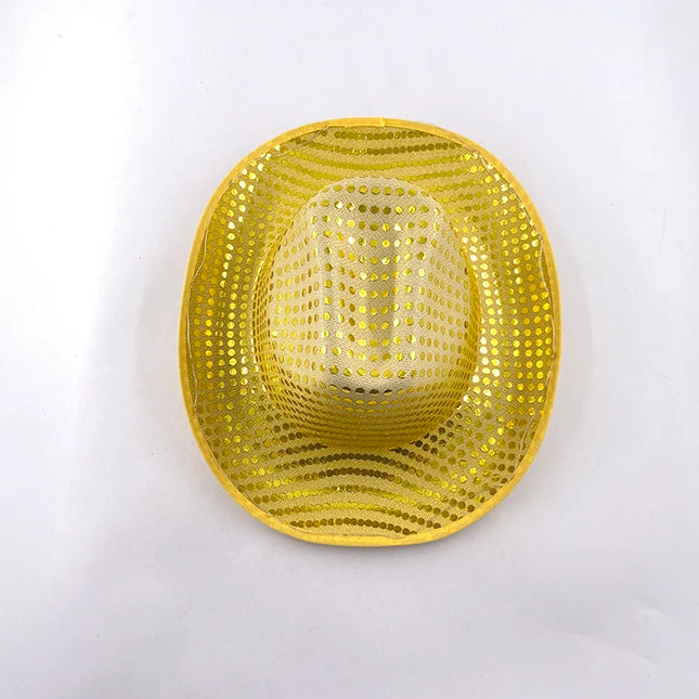 LED Western Cowboy Hat Cowgirl Hat Retro EL Wire Light Brim Jazz Top Hat Bride Cowboy Hat Cosplay Cowboy Costume For Women Men