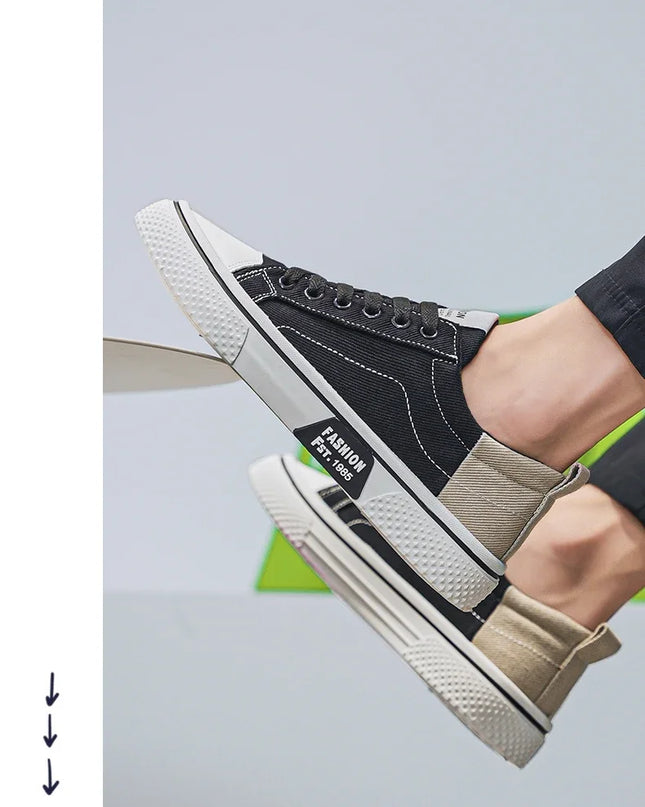 2025 Men's Canvas Shoes Outdoor Fashion Skateboard Shoes for Men Comfor Non-Slip Casual Sneakers Breathable Men Walking Shoes