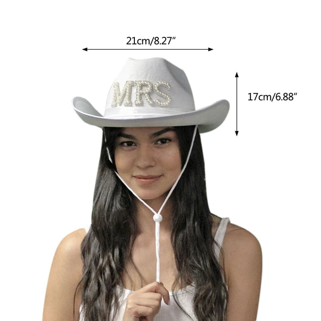 Western Cowboy Hat Bride Letter Stars Letter Western Cowboy Hat Diamond Tiara Cowgirl Cap Costume Cosplay Party Play Dress Up