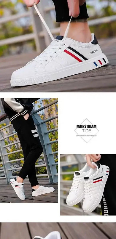 2025 Shoes for men Korean style trendy men's shoes white versatile sports men's casual trendy shoes, flat bottomed board shoes