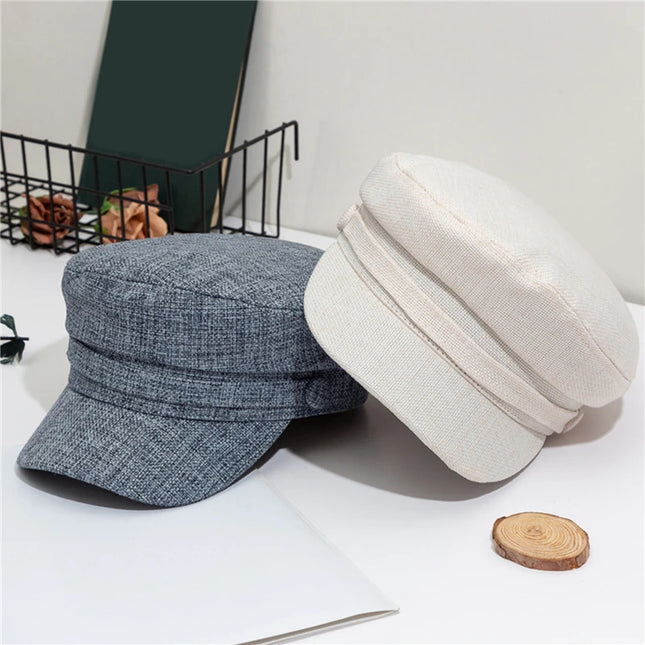 Fashion Women Men Military Hat Spring Autumn Sailor Hats Black Ladies Beret Caps Flat Top Captain Cap Travel Cadet Octagonal Hat