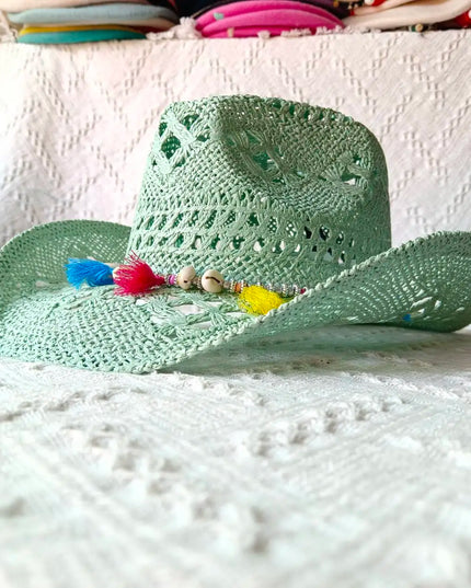 New Purple 2024 Cowboy Straw Hat Hand-woven Hollow Men's and Women's Summer Sun Hat Jazz Straw Hat Western Cowboy Hat sombrero