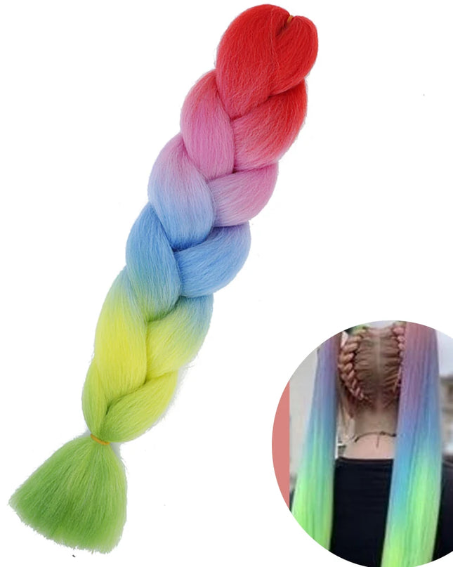 24" Synthetic Yaki Braids Hair kanekalon Ombre Braiding Hair Jumbo Braid Hair Extension For Women Hundreds of colors DIY Hair