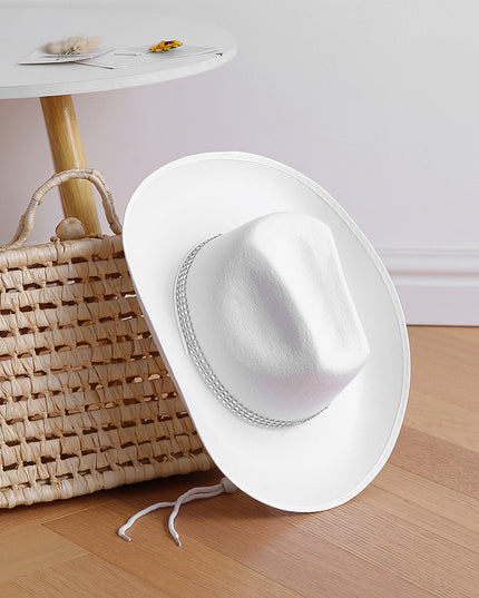 Latest Women's Black White Cowboy Hats Wide Brim Rhinestone Cowgirl Hats Women's Girls Cowboy Hats Theme Party