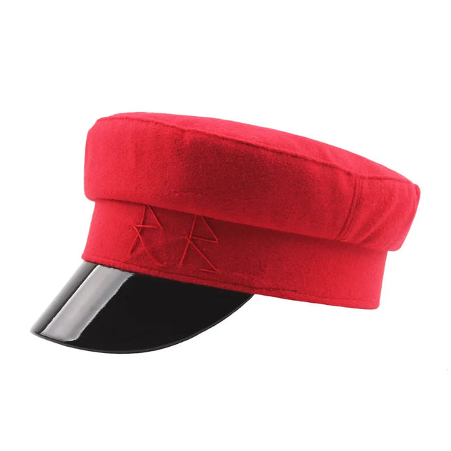 INS Navy Sailor Cap Military Army Caps Lettering Embroidery Punk PU Hat Cool Marine Hat Caps for Woman Lady Girls Sombreros