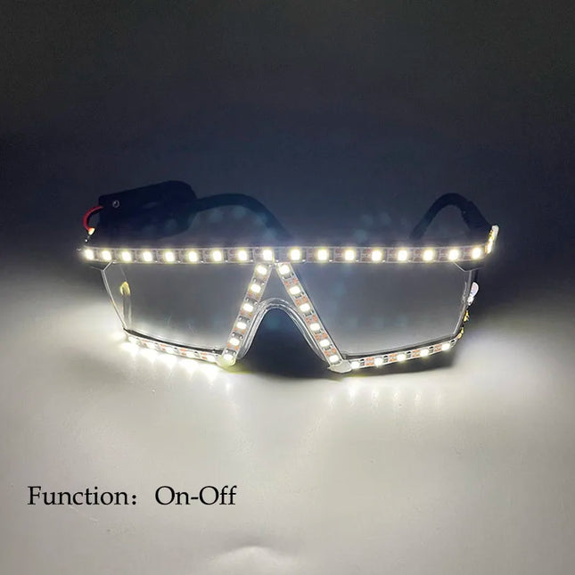 1Set Luminous Glasses Remote Control LED Glasses With Gloves Men Women Party Performence Props Glowing Glasses Festival Supplies