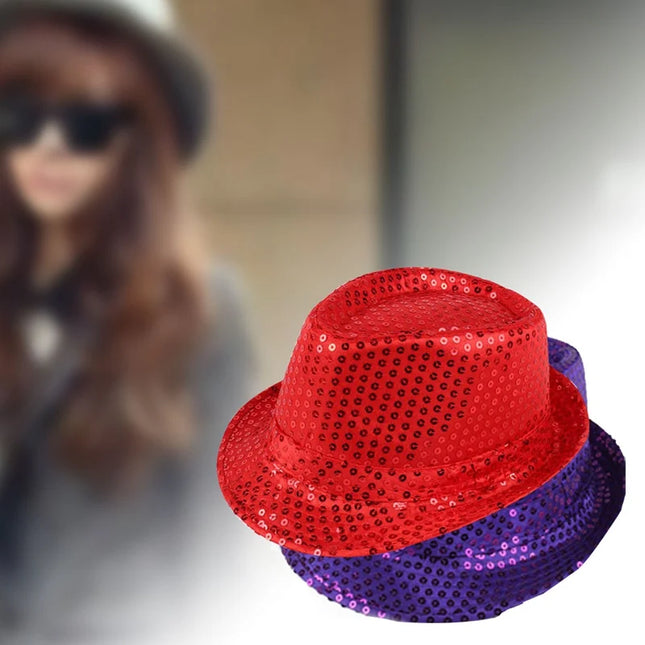 Dance Show Party Jazz Hat Glitter Sequins Cowboy Caps Fashion Role Play Prop Performance Costume Women Men Beading Hats Fedoras
