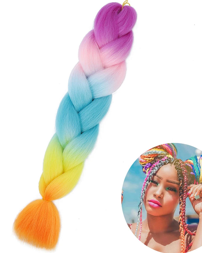 24" Synthetic Yaki Braids Hair kanekalon Ombre Braiding Hair Jumbo Braid Hair Extension For Women Hundreds of colors DIY Hair