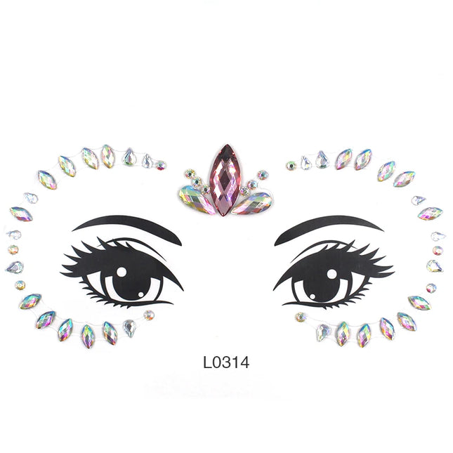 3D Sexy Face Tattoo Crystal Stickers Temporary Tattoos Glitter Fake Tattoo Rhinestones Masquerade Women Party Face Jewels Tattoo