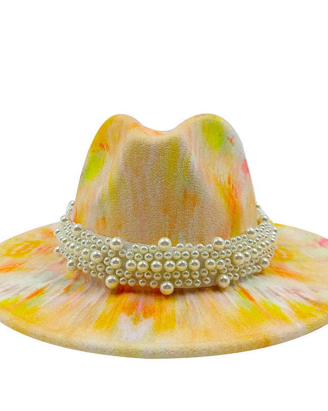 bulk price fedora hat for women Tie dyed hat   3d painted felt hat party hat model photo wide brim panama cap unisex cap