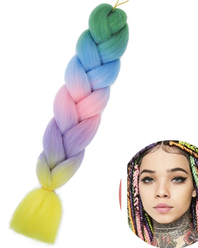 24" Synthetic Yaki Braids Hair kanekalon Ombre Braiding Hair Jumbo Braid Hair Extension For Women Hundreds of colors DIY Hair