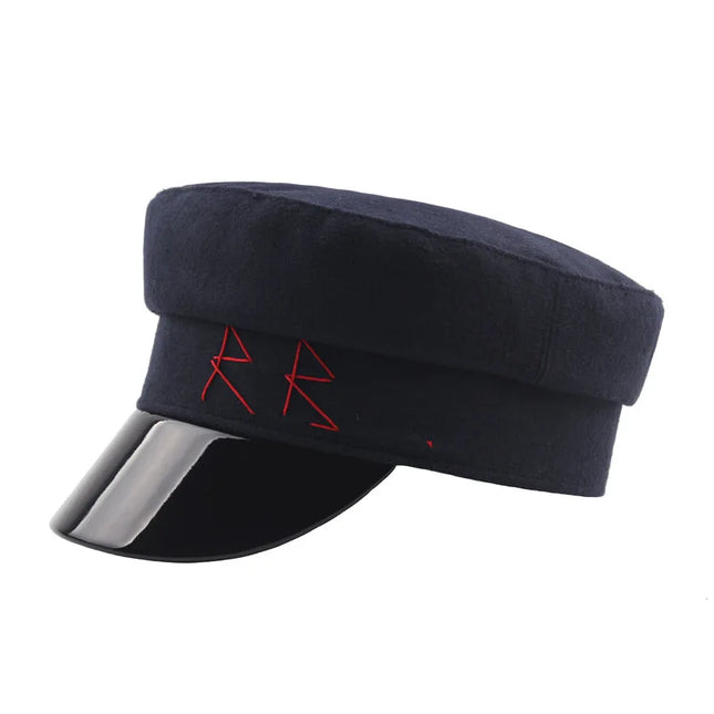 INS Navy Sailor Cap Military Army Caps Lettering Embroidery Punk PU Hat Cool Marine Hat Caps for Woman Lady Girls Sombreros