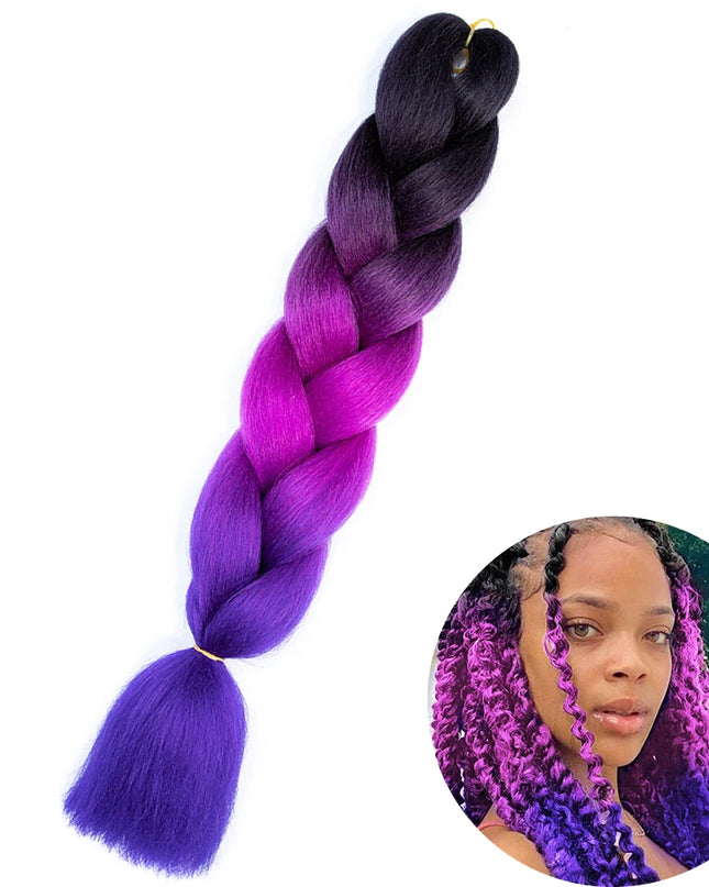 24" Synthetic Yaki Braids Hair kanekalon Ombre Braiding Hair Jumbo Braid Hair Extension For Women Hundreds of colors DIY Hair
