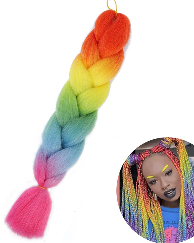 24" Synthetic Yaki Braids Hair kanekalon Ombre Braiding Hair Jumbo Braid Hair Extension For Women Hundreds of colors DIY Hair