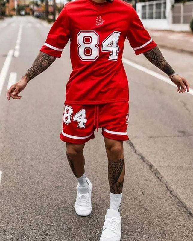 2 Piece Set Summer Men's Daily T-shirt And Beach Shorts Set Outdoor Casual Men's Short Sleeves Street Style Men's Shorts