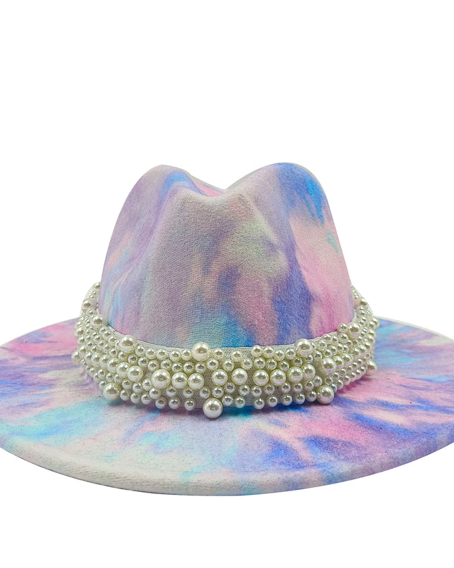 bulk price fedora hat for women Tie dyed hat   3d painted felt hat party hat model photo wide brim panama cap unisex cap