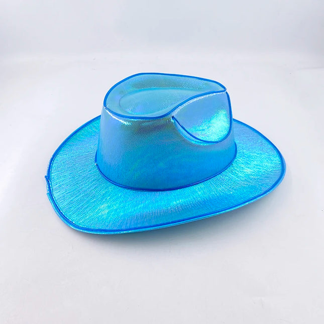 LED Western Cowboy Hat Cowgirl Hat Retro EL Wire Light Brim Jazz Top Hat Bride Cowboy Hat Cosplay Cowboy Costume For Women Men