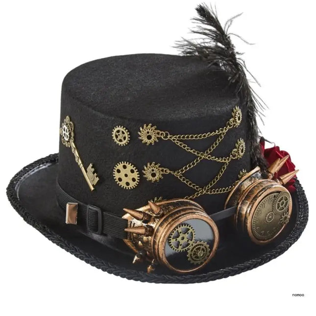 Steampunk Time Hat Steampunk Top Hat For Men With Goggles Steampunk Hat
