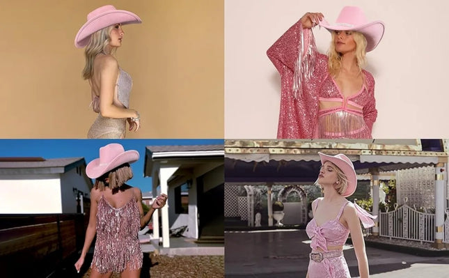 Fashion Rhinestone Girls Cowboy Hat for Women and Men with Shapeable Wide Brim - Felt Cattleman Western Cowgirls Hats Party Hat