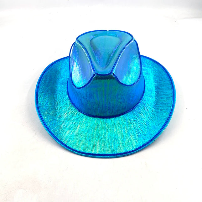 LED Western Cowboy Hat Cowgirl Hat Retro EL Wire Light Brim Jazz Top Hat Bride Cowboy Hat Cosplay Cowboy Costume For Women Men