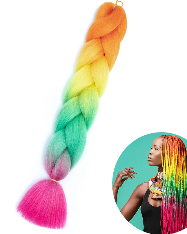 24" Synthetic Yaki Braids Hair kanekalon Ombre Braiding Hair Jumbo Braid Hair Extension For Women Hundreds of colors DIY Hair