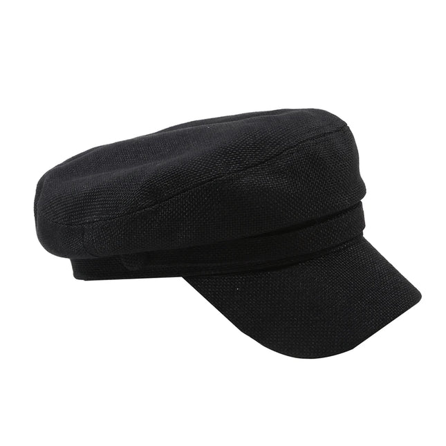 Fashion Women Men Military Hat Spring Autumn Sailor Hats Black Ladies Beret Caps Flat Top Captain Cap Travel Cadet Octagonal Hat