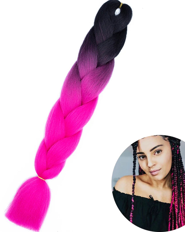 24" Synthetic Yaki Braids Hair kanekalon Ombre Braiding Hair Jumbo Braid Hair Extension For Women Hundreds of colors DIY Hair