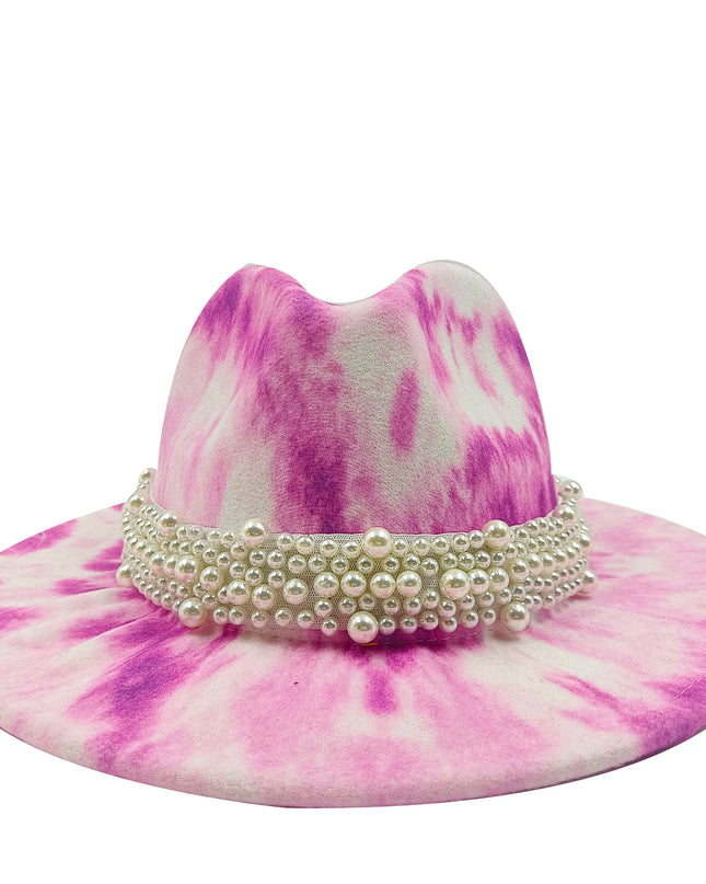 bulk price fedora hat for women Tie dyed hat   3d painted felt hat party hat model photo wide brim panama cap unisex cap