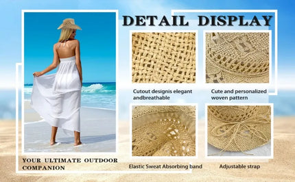 New Western Cowboy Hats for Women Men Classic Vintage Hollow Out Unisex Curled Wide Brim Sun Hat Fishing Hat Climbing Straw Cap