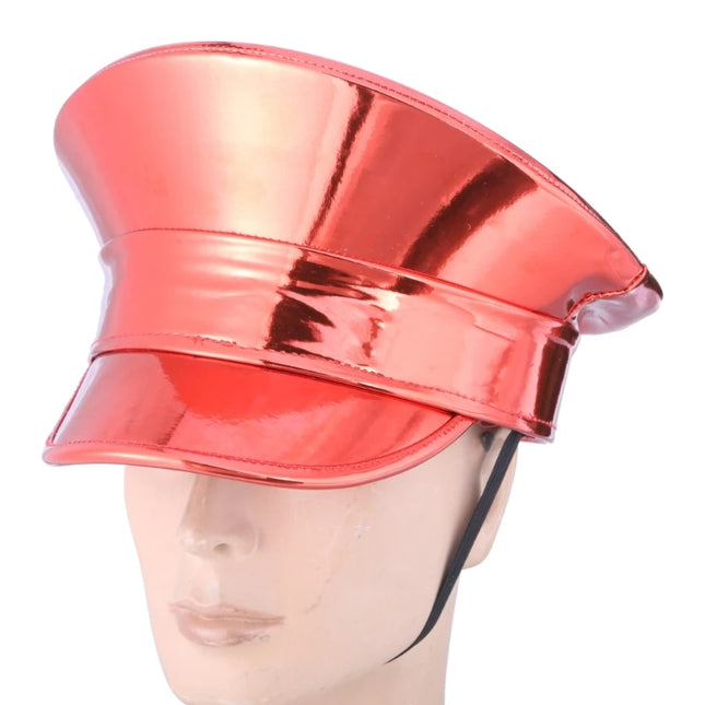 Glittering Captain Hat Fashion PatentLeather Party Hat Adult Carnivals Music Festival Stage Hat Night Club Headgear