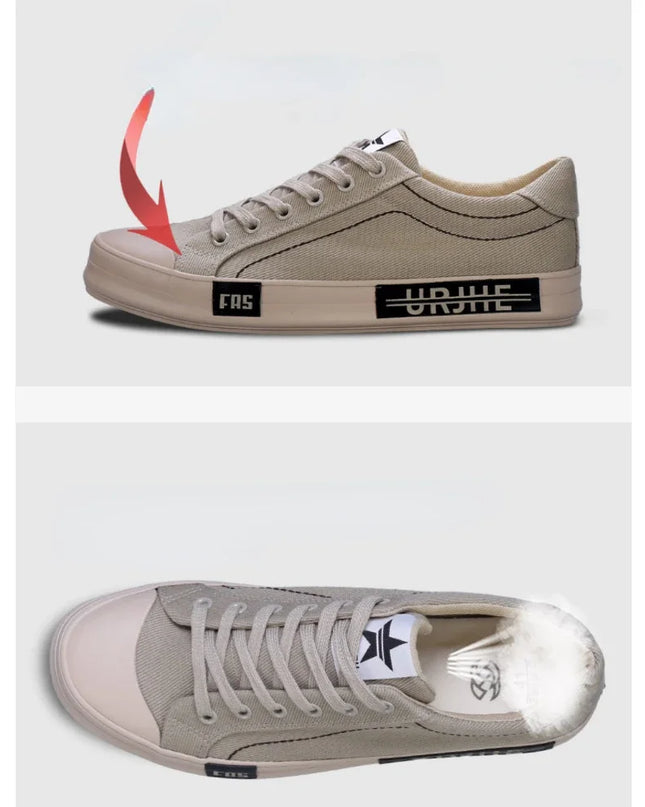 2024 New Men Canvas Shoes Breathable Outdoor Mens Casual Shoes Comfortable Spring Autumn Cloth Flat Shoes Black Walking Sneakers