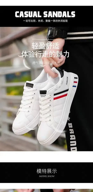 2025 Shoes for men Korean style trendy men's shoes white versatile sports men's casual trendy shoes, flat bottomed board shoes