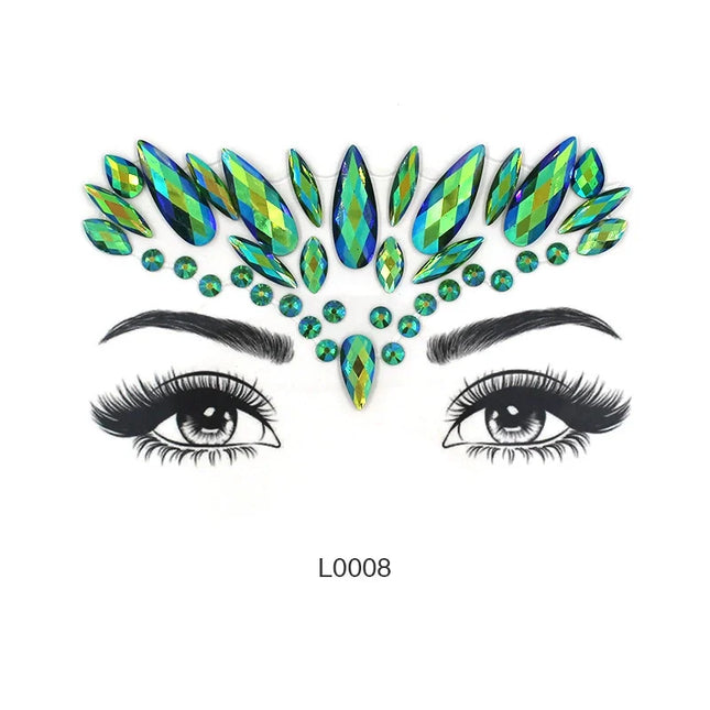 3D Sexy Face Tattoo Crystal Stickers Temporary Tattoos Glitter Fake Tattoo Rhinestones Masquerade Women Party Face Jewels Tattoo